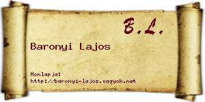 Baronyi Lajos névjegykártya